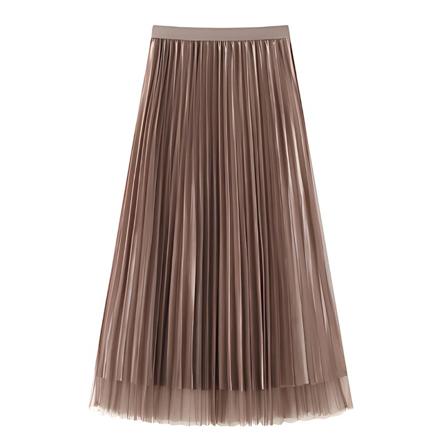 Pleated Mesh Midi Skirt F0099