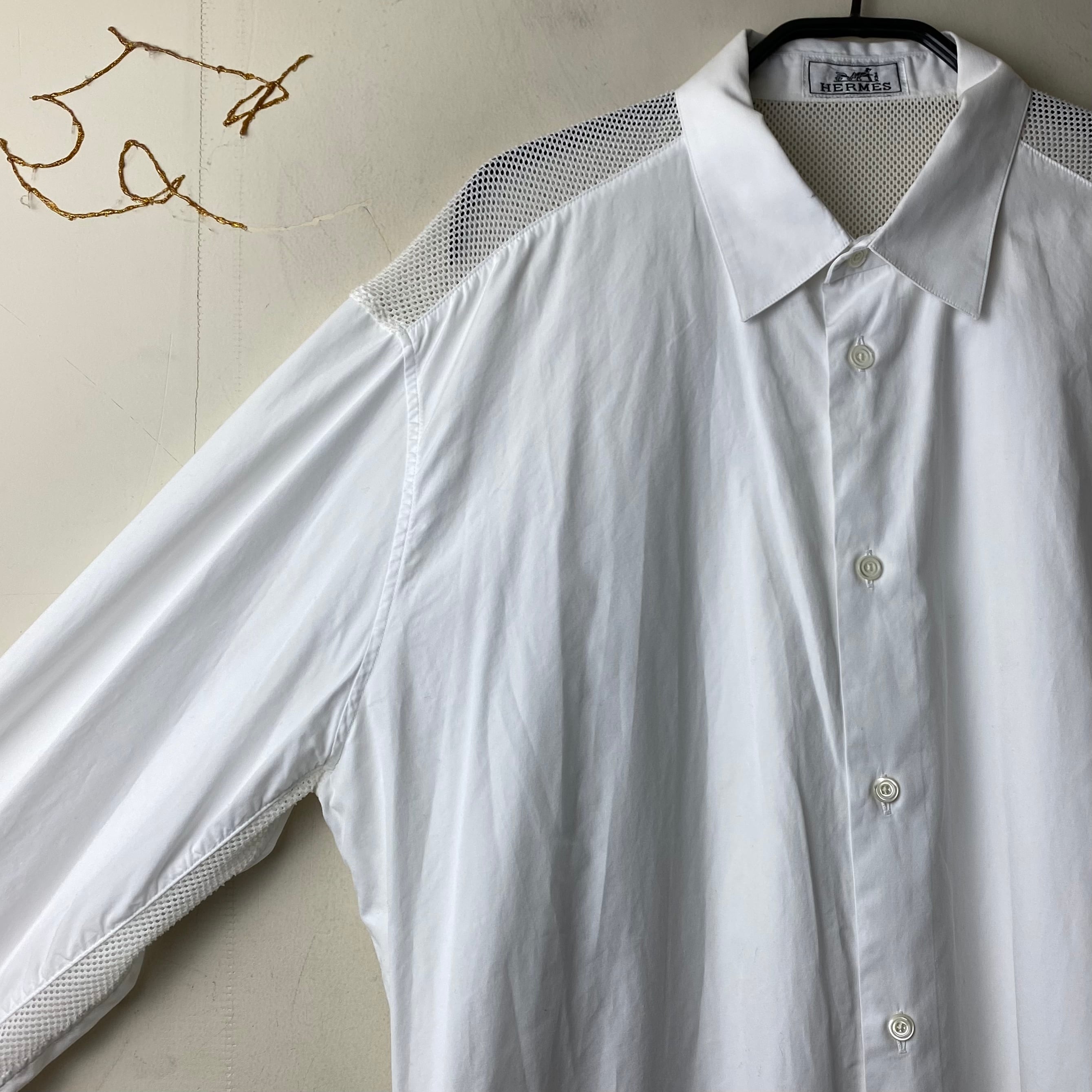 HERMES mesh switching white shirt | NOIR ONLINE 