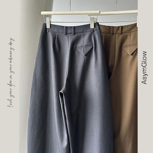 ハイウエストセンタープレスワイドレッグパンツ A00396