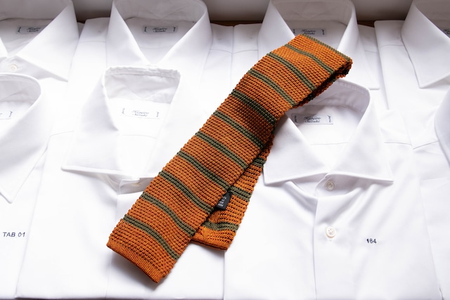 Knit tie "stripes" Orange× Green and Green and Yellow　3031-19 3033-19　
