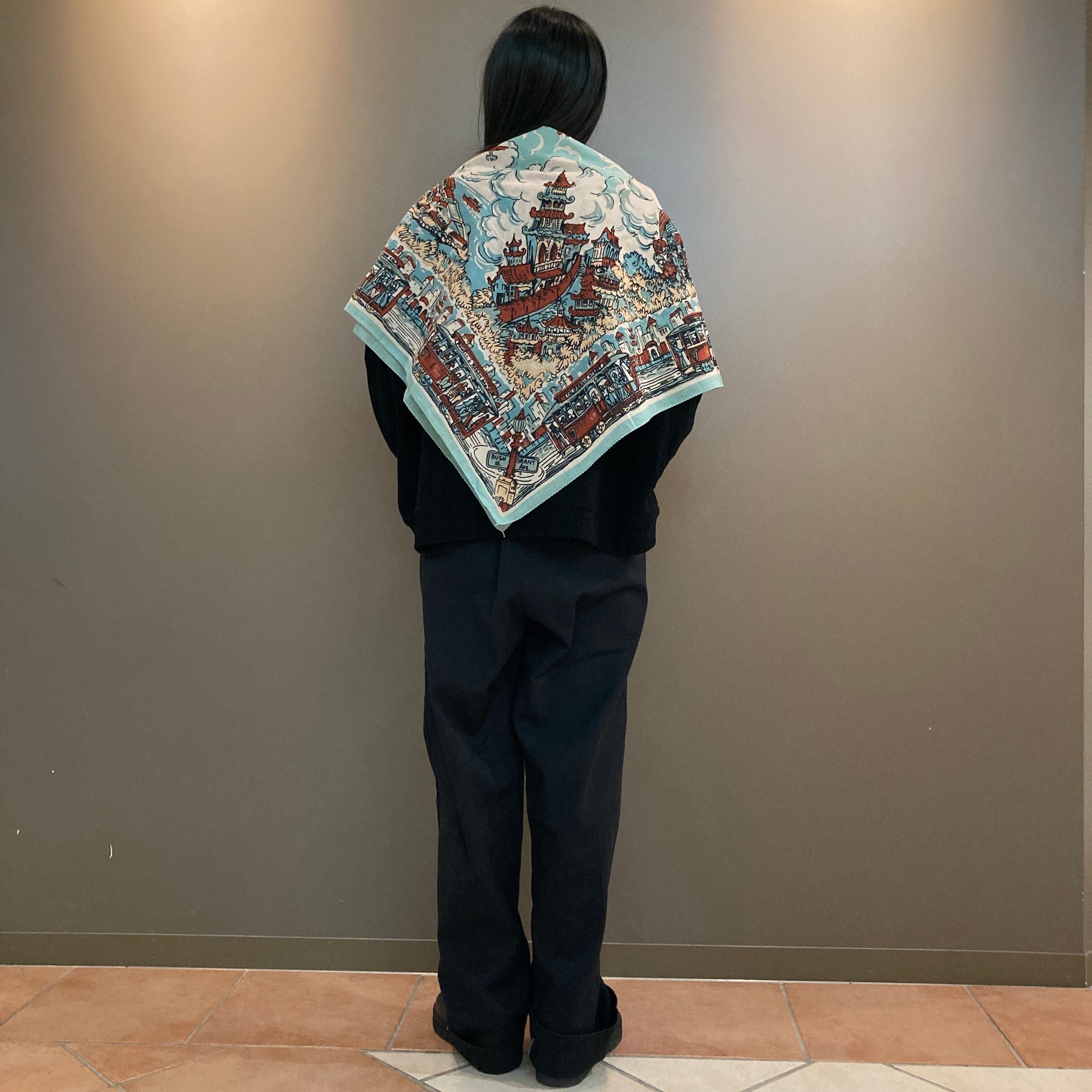 BINDU 新品未使用　ビッグストール　フロリダ132×132 Bindu【ビンドゥ】マッププリントビッグスカーフ ( SAN FRANCISCO