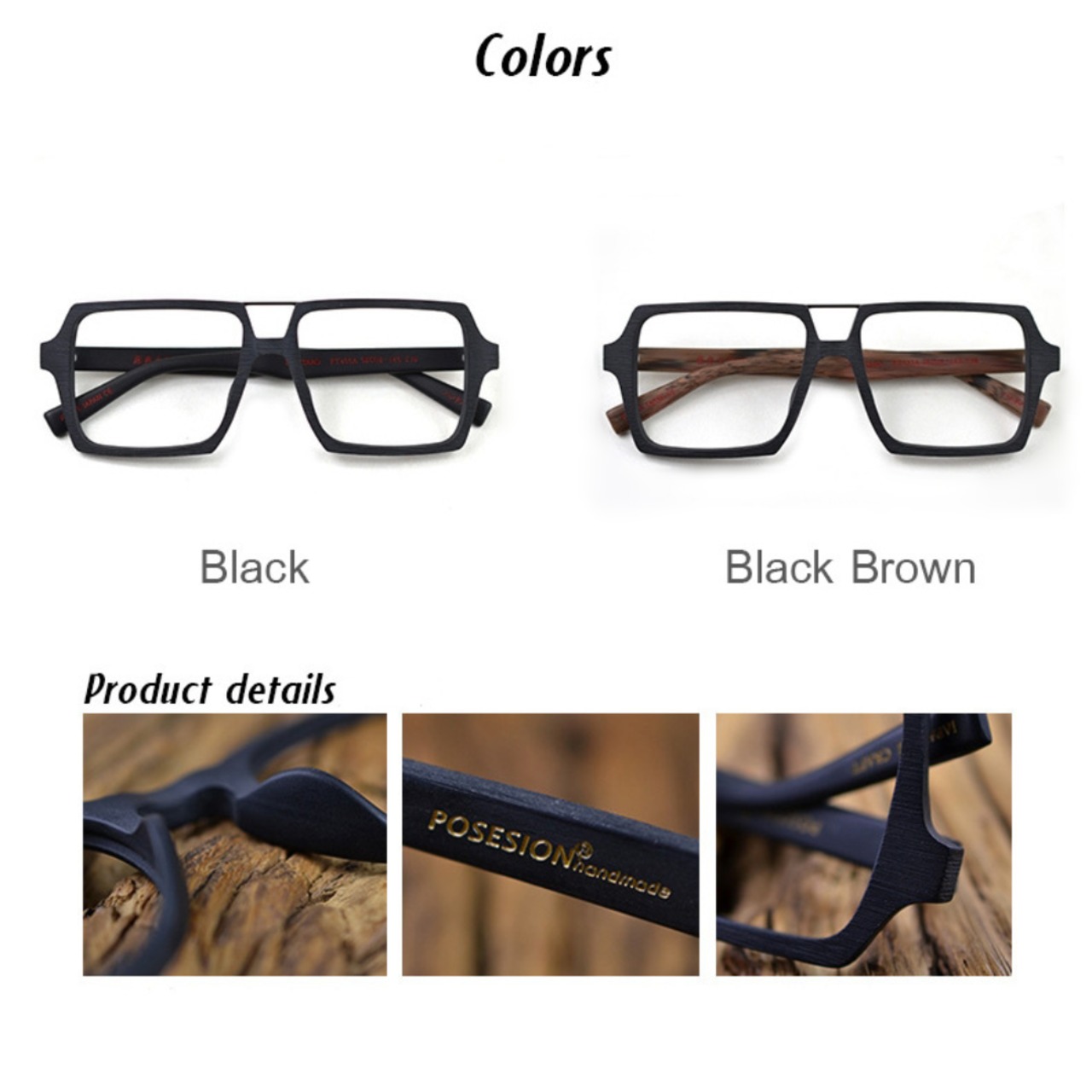 Wood Grain Two Bridge Oversized Glasses -square- / ウッド グレイン ツーブリッジ オーバーサイズ メガネ -スクエア-　