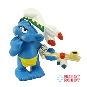 スマーフ ネイティブアメリカン インディアン ピースパイプ #20553 PVC フィギュア ドイツ 紙タグ付