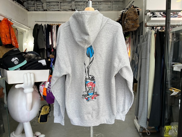 WASTED YOUTH × afterbase BACK FLOWER SWEAT HOODIE GREY LARGE 23851
