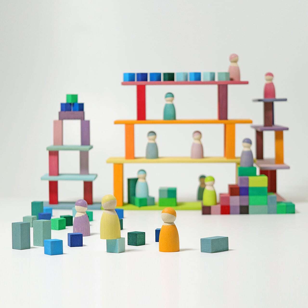 グリムス　にじのステップブロック　大 楽天市場】グリムス にじのステップブロック 木のおもちゃ 知育玩具