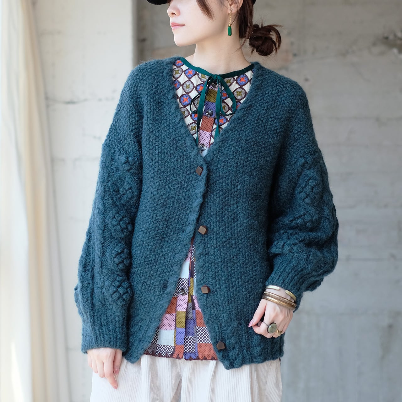 2024年復刻再販！あったかウール♡手編みモヘアニットカーディガン  