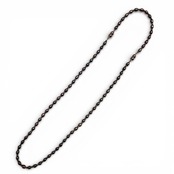 淡水真珠（5.5mm、3.0mm)黒 ロング2wayネックレス イヤリング付