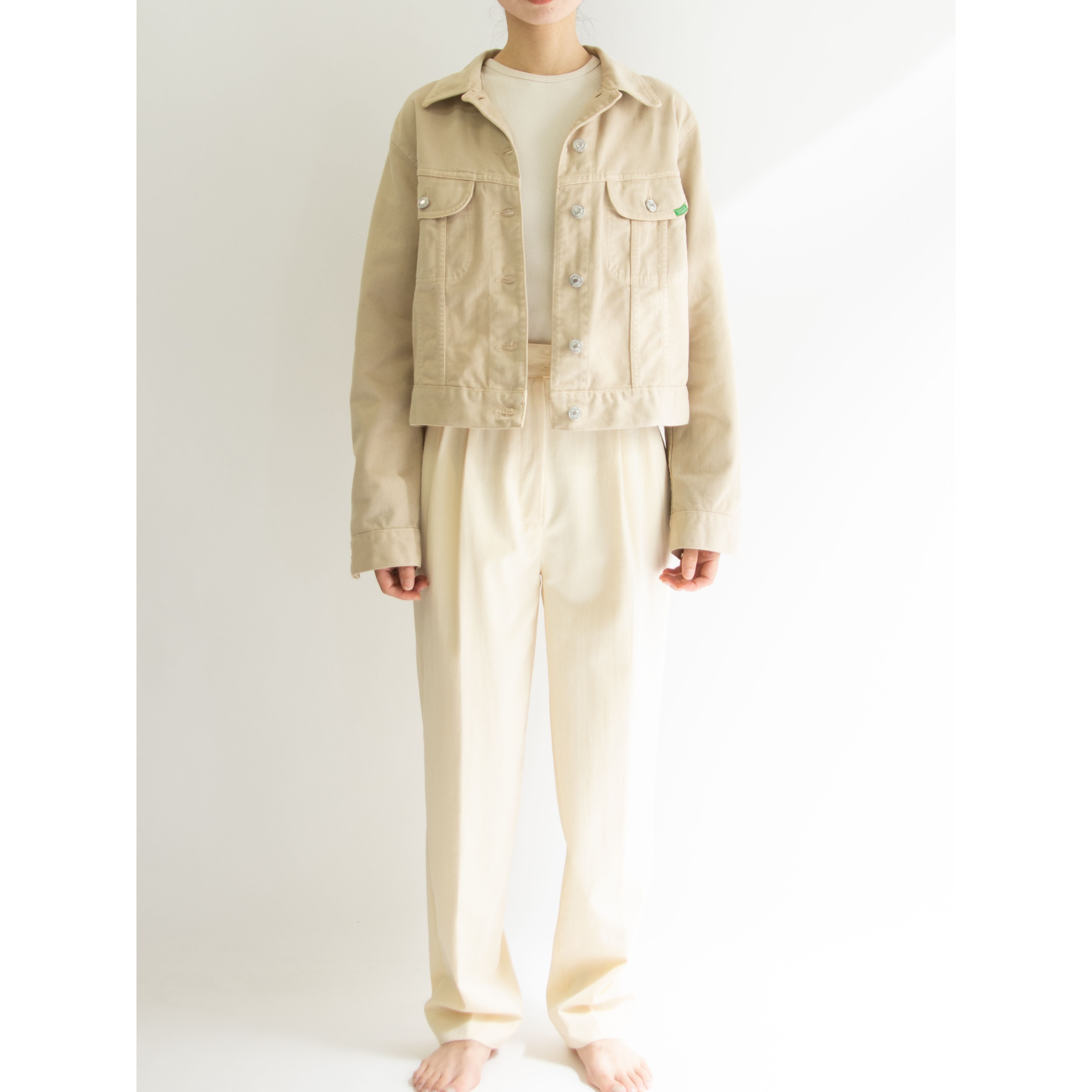 【UNITED COLORS OF BENETTON Blue Family】Made in Italy 90's 100% Cotton Colored Denim Jacket（ベネトン ブルーファミリー イタリア製コットン カラーデニムジャケット）