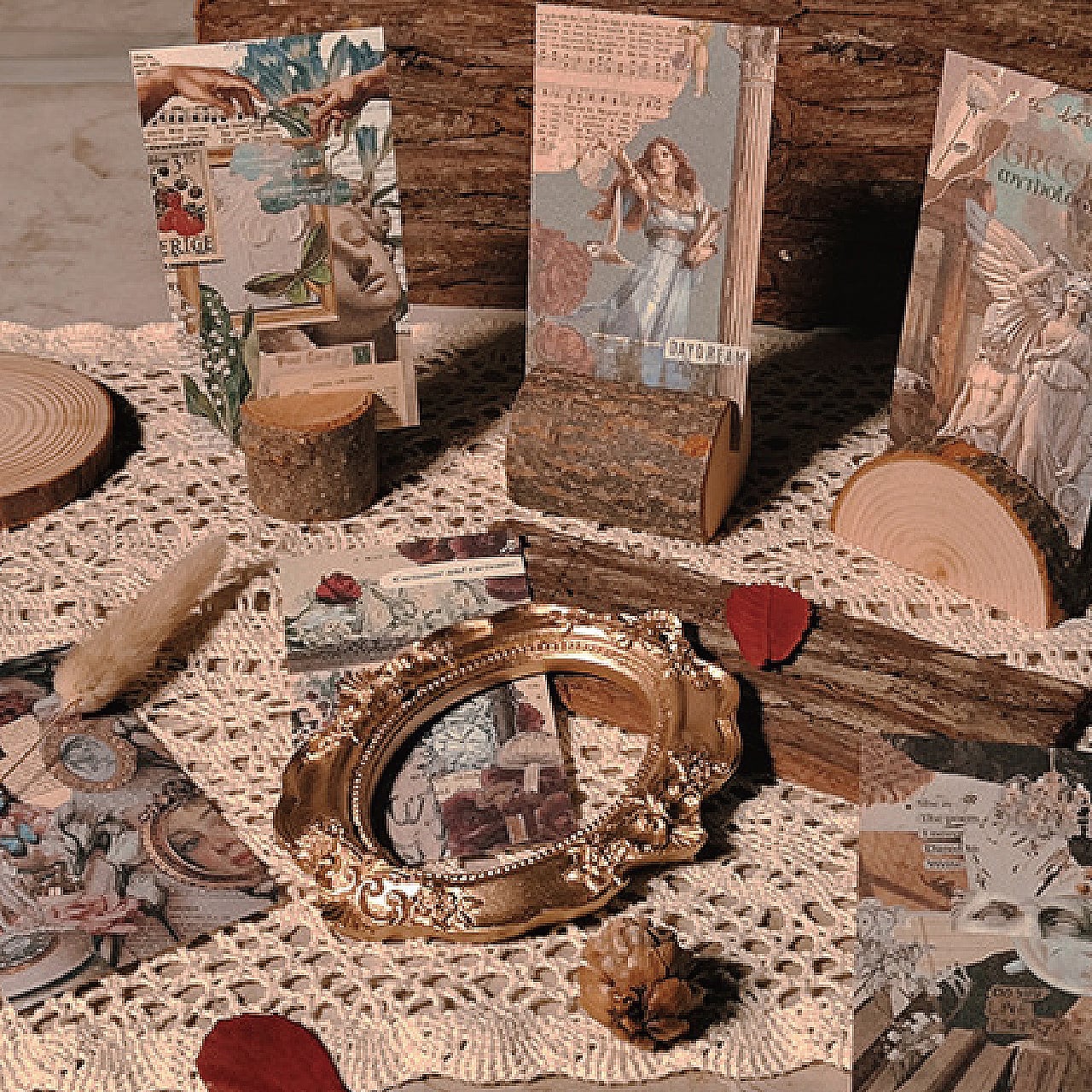 コラージュ素材 素材紙 8種 15柄 50枚 デザインペーパー カード アート