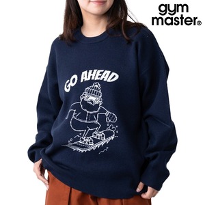gym master ジムマスター ジャガードニット GO AHEAD クルーネック メンズ レディース ゆったり LOVE＆PEACE G821765 ネイビー