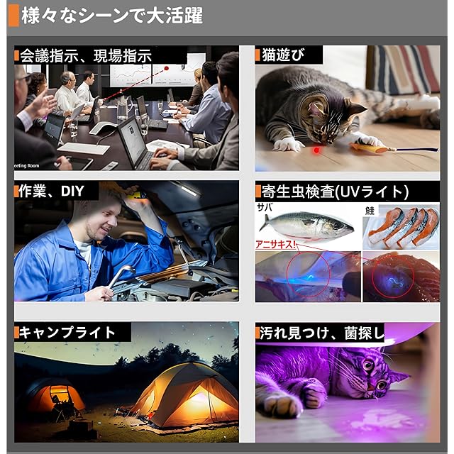 TokyoTomi】4 in 1_多機能_レーザーポインター・遠距離懐中電灯・近
