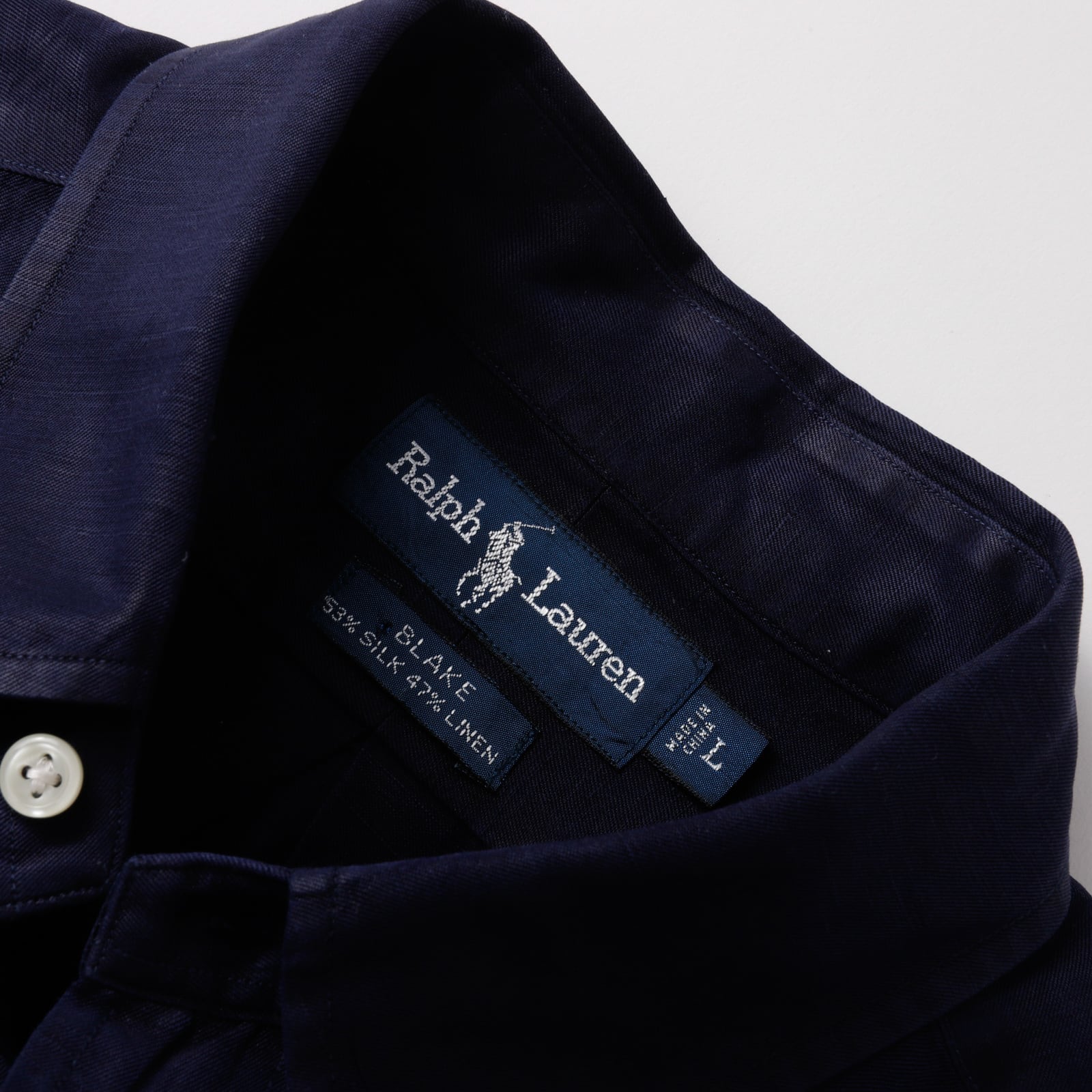 ‼️美品‼️ ラルフローレン ブラックレーベル リネンシャツ 麻 ネイビー　1608 極美品】80s Ralph Lauren special silk linen shirt navy big size
