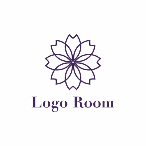 No458 洗練された花のロゴ【単色、紫、花、シンプル、洗練、綺麗、美容、サロン、エステ、ネイル、ショップ】