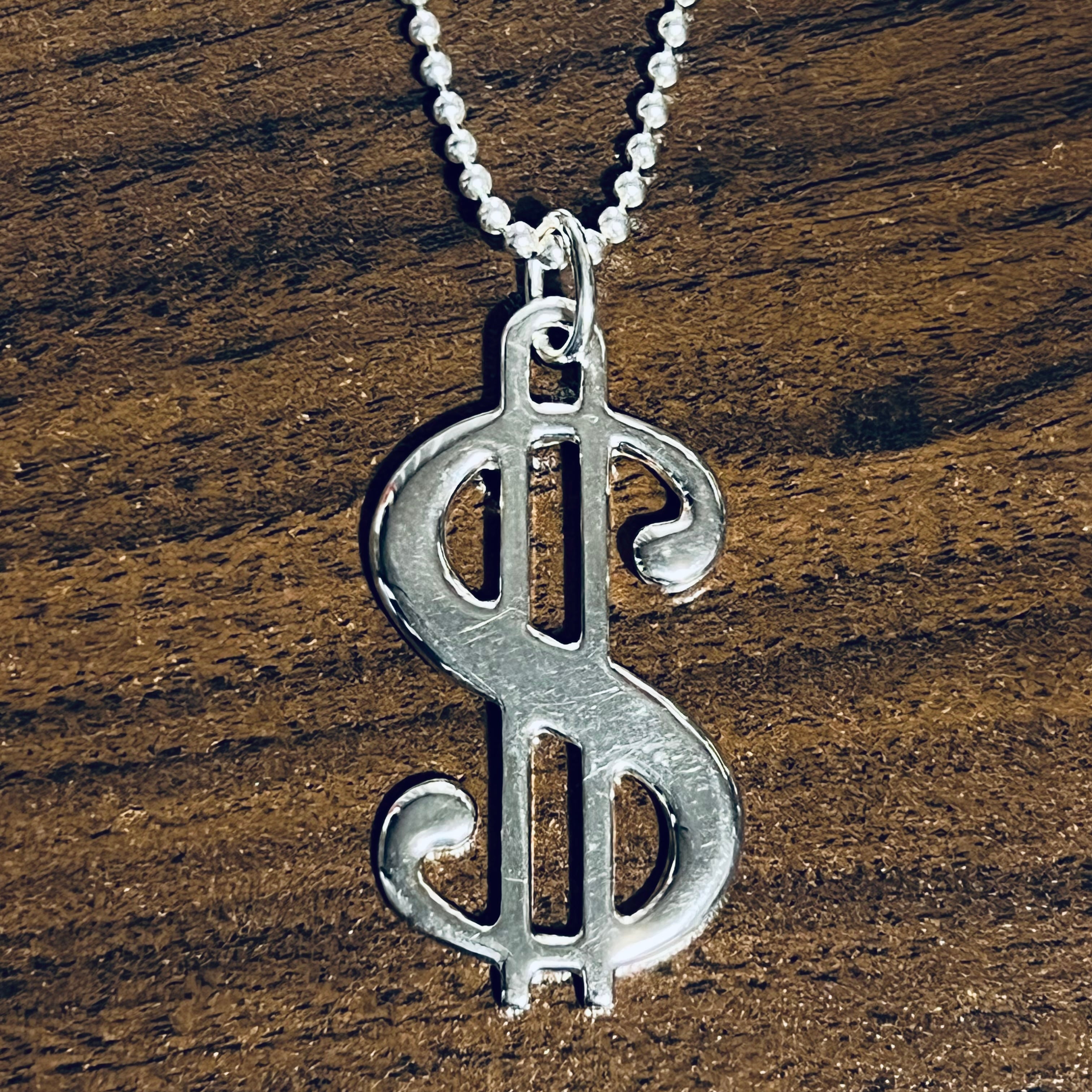 OLD TIFFANY & CO. Dollar Sign Pendant Long Necklace Sterling