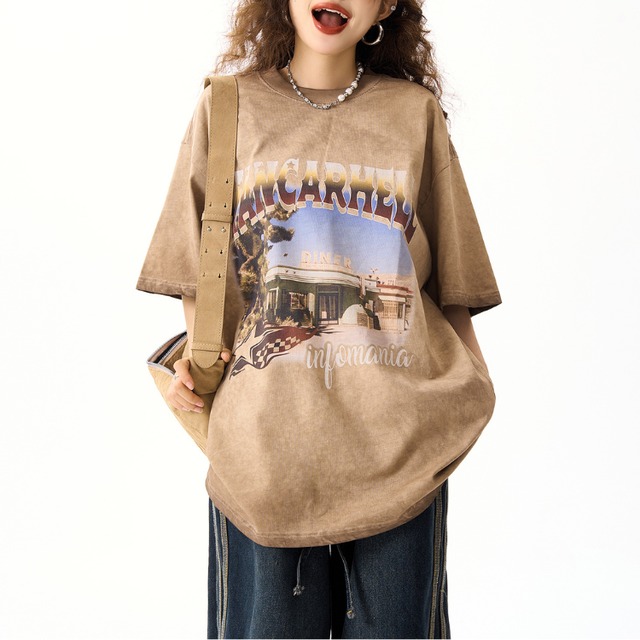 diner photo print short sleeve tee　ダイナーフォトプリント半袖ティー　J1006