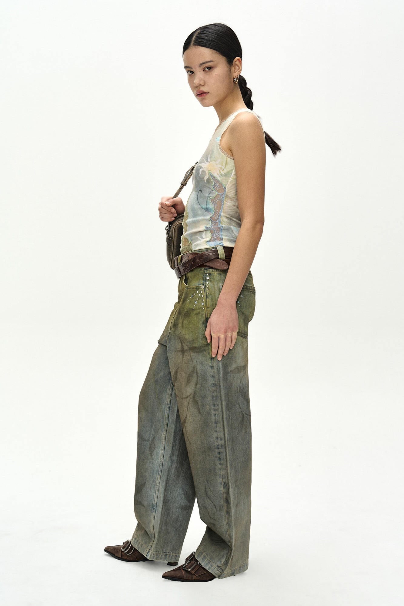 パンツ Andersson Bell Botanical-Print Jeans ANDERSSON BELL] BOTANICAL-PRINT JEANS apa916w(GREEN/BLUE) 正規品