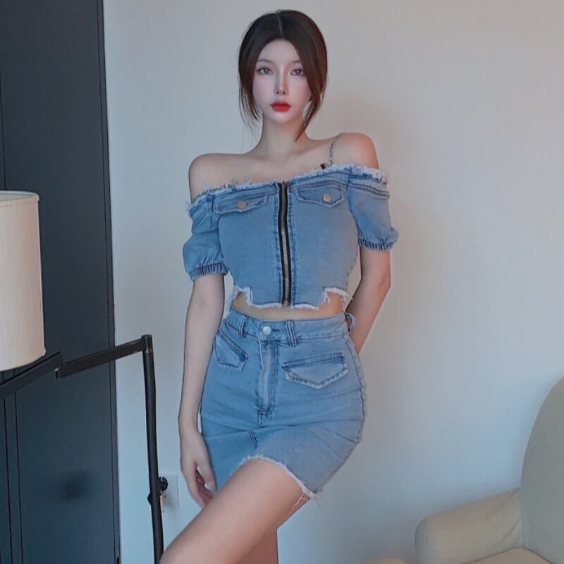 スタイルストラップレストップス ハイウェストウェスト薄手スカート ハンチェンe23158006095