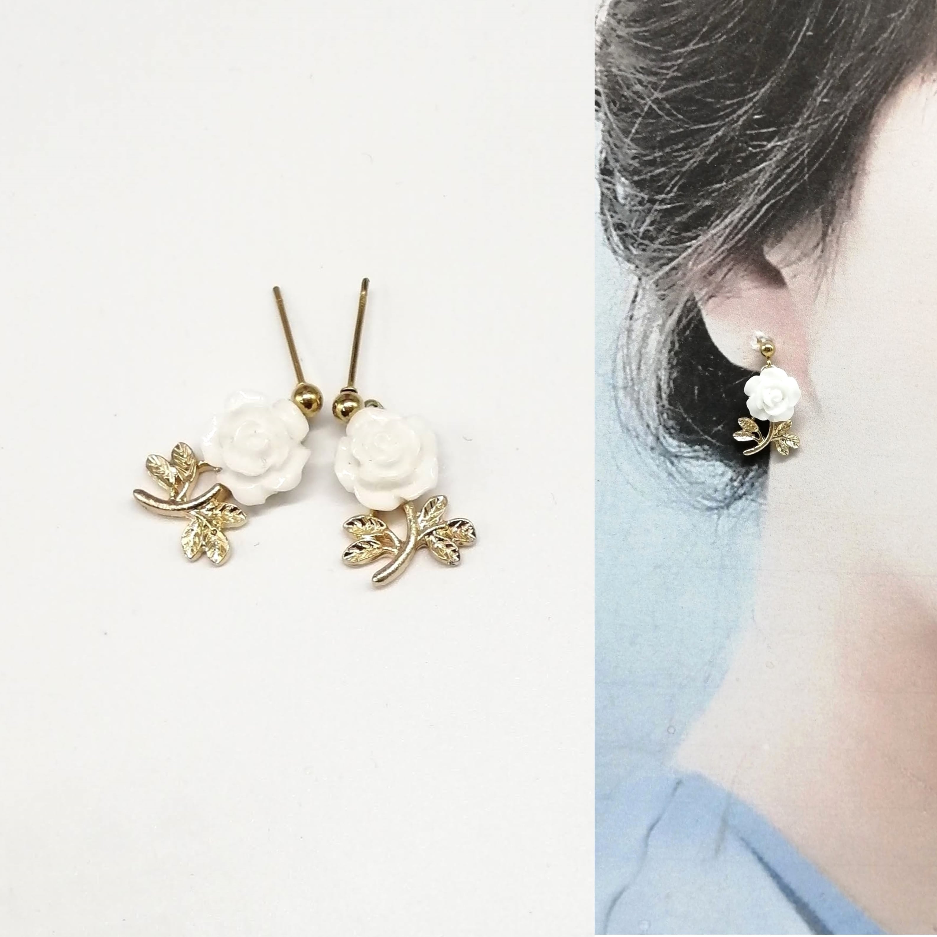 サージカルステンレス ピアス】ローズ 薔薇 ばら バラ フラワー 花