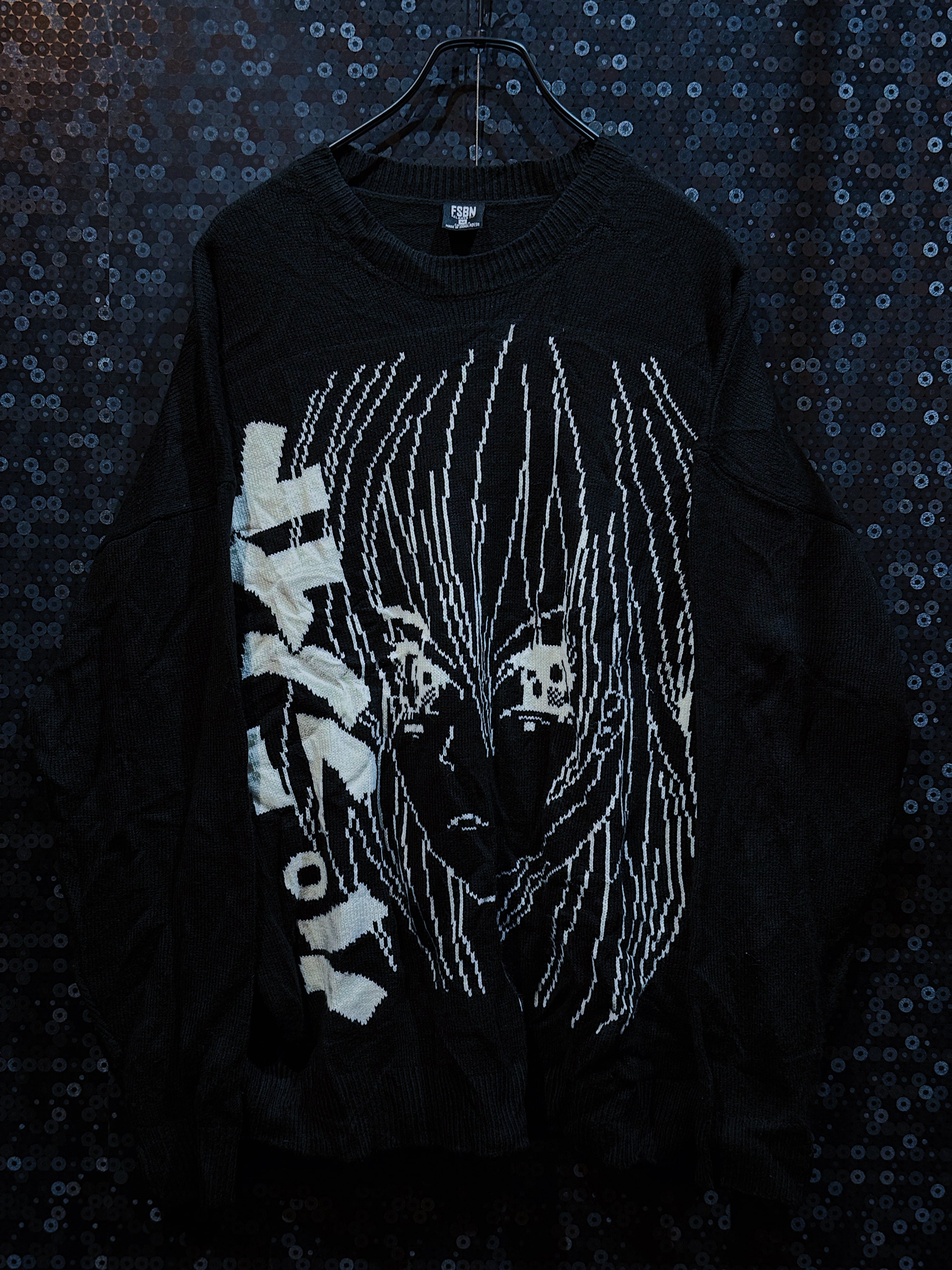 【ÆIEM】vintage "paranoid" anime character embroidery design knit pullover