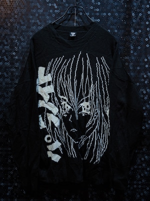 【ÆIEM】vintage "paranoid" anime character embroidery design knit pullover