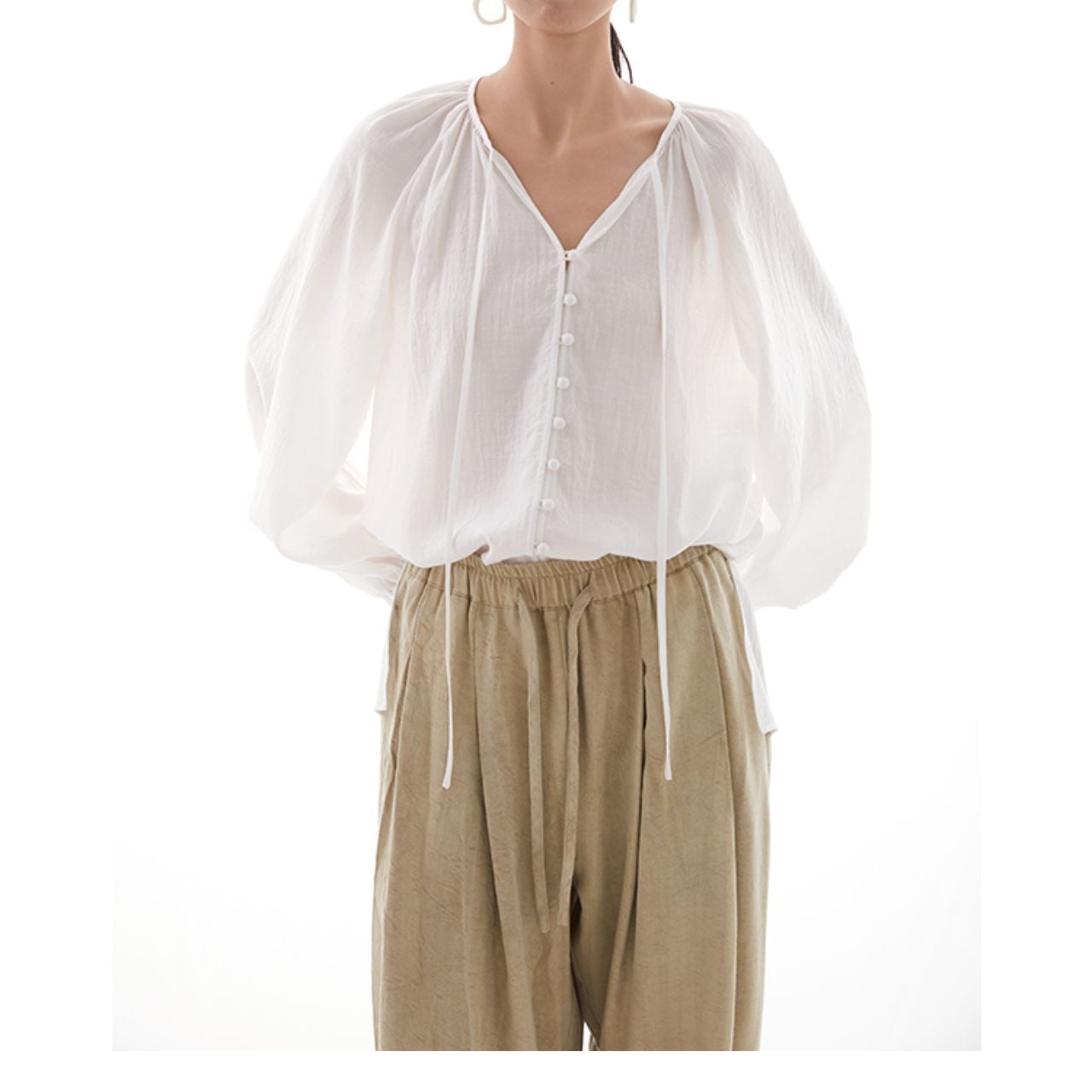 ドロップショルダー紐付きプルオーバー 00364