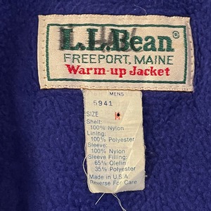 【llbean】70s 80s USA製 ウォームアップジャケット ナイロン ブルゾン ジャンパー フリース 刺繍ロゴ アメリカ古着