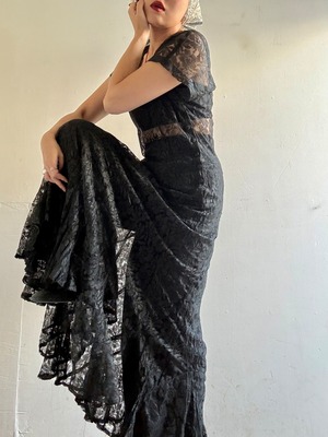 70-80s Vintage Lace Sheer Dress