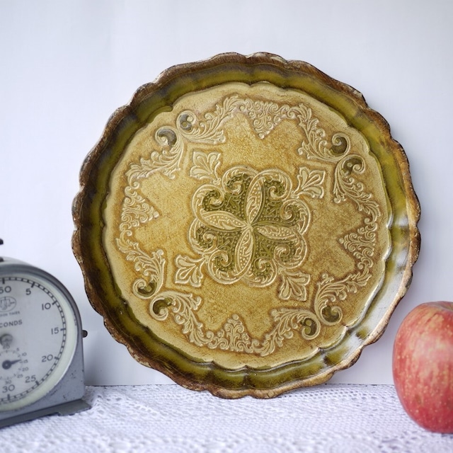 フィレンツェトレイ ヴィンテージ カフェトレイ ラウンド