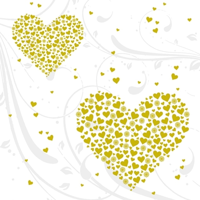 【Braun+Company】バラ売り2枚 ランチサイズ ペーパーナプキン GOLDEN HEARTS パールゴールド