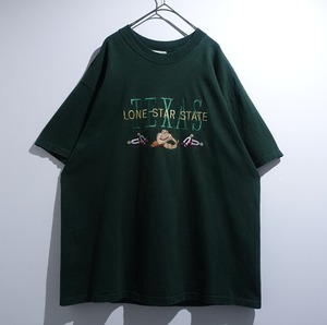 Green Western Motif Embroidered Design T-Shirt