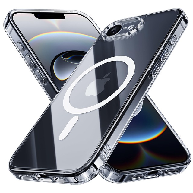 NIMASO iPhone17e/iPhone16e用 ケース MagSafe対応 クリア 背面強化ガラス 傷つき防止 耐衝撃(6.1インチ)