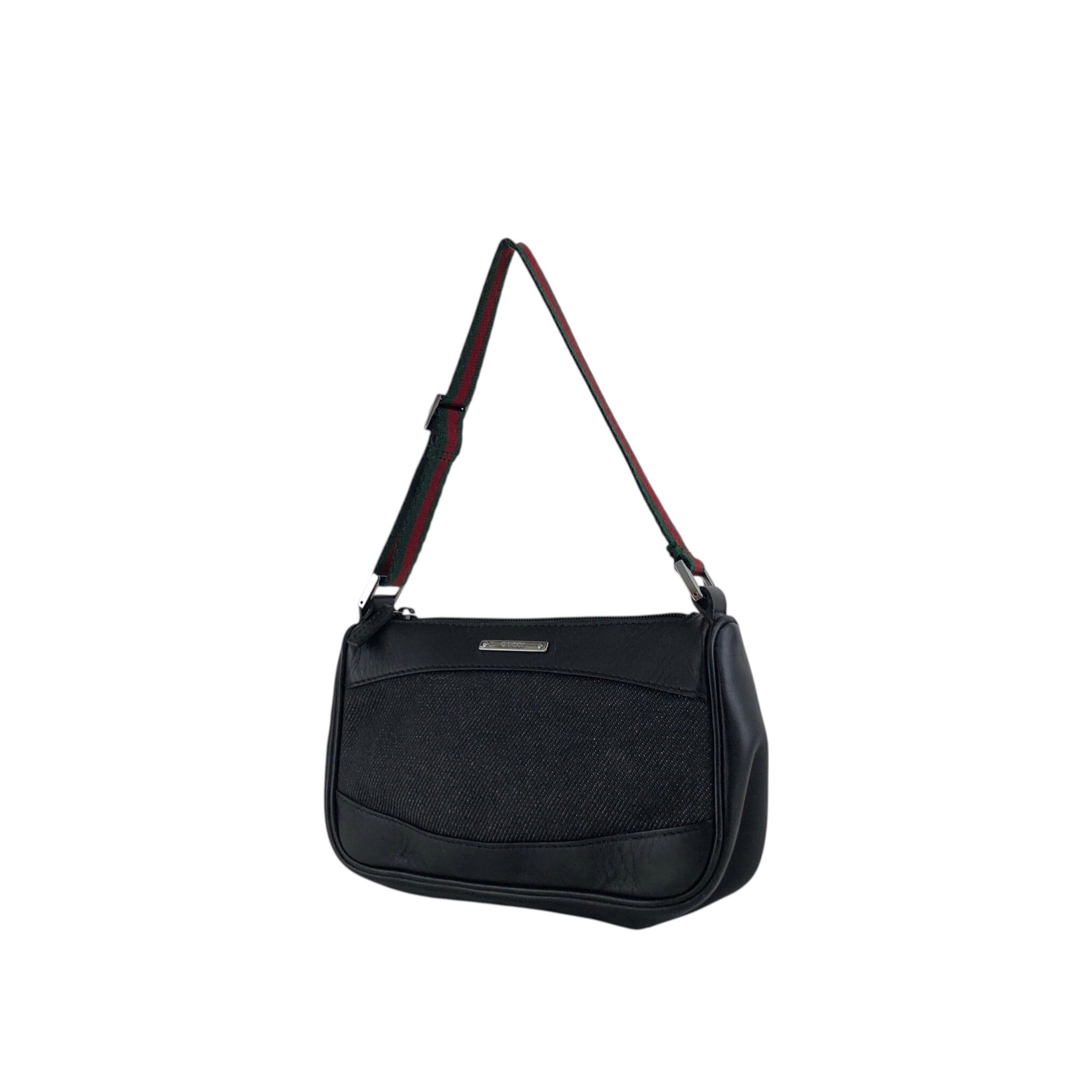 GUCCI グッチ シェリーライン ハンドバッグ ブラック キャンバス ミニ