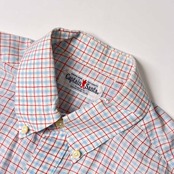 Captain Santa キャプテンサンタ チェック BD ボタンダウン 半袖シャツ L/水色系 メンズ ジョイマークデザイン