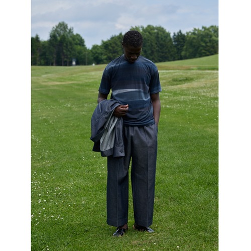 POSTELEGANT “ Hand Paint Light Cotton Tee ( Navy Grey )”