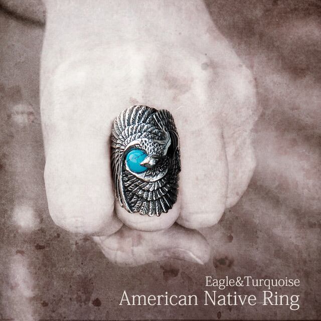 指輪 リング シルバー イーグル ターコイズ アメリカン インディアン