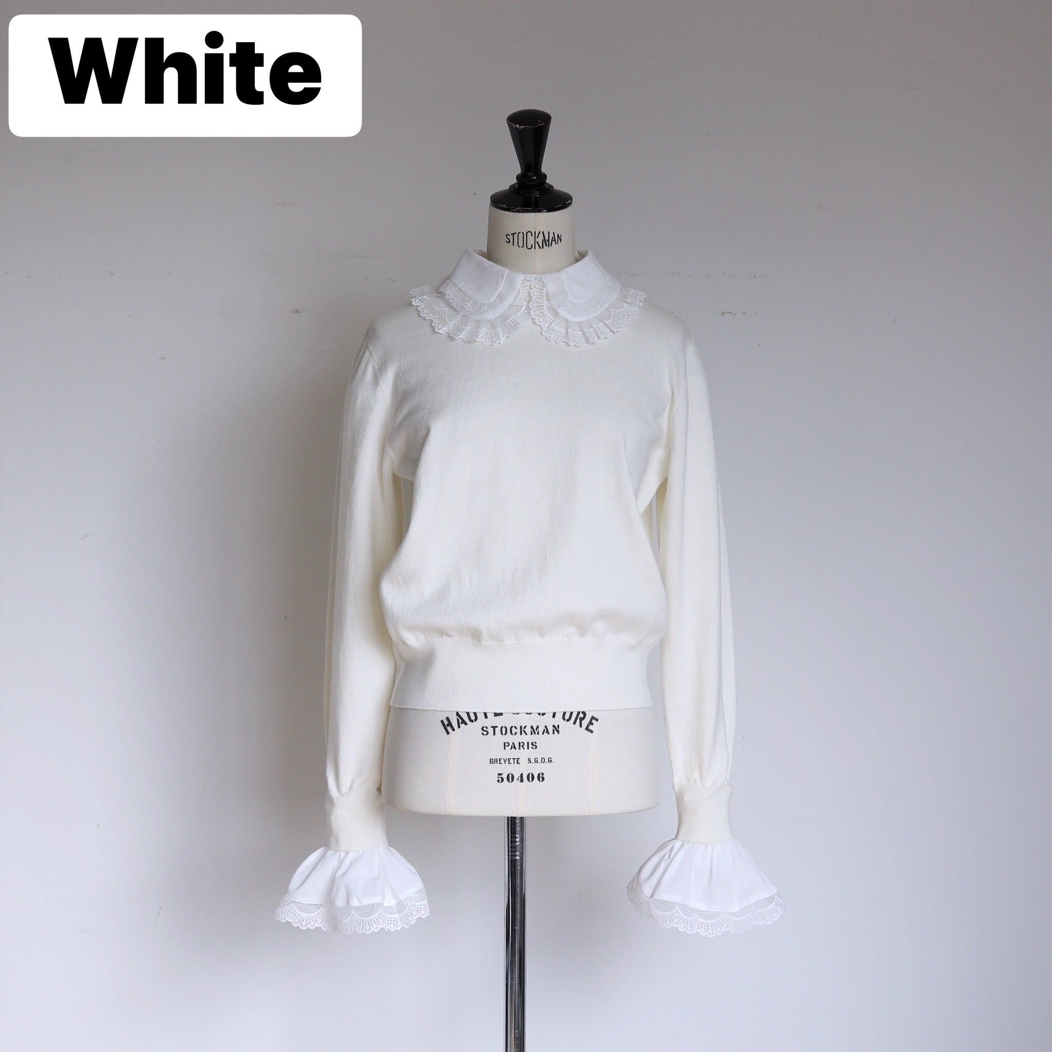 gypsohila GPTH-503 Lace Accent Knit 白 gypsohila Lace Accent Knit 