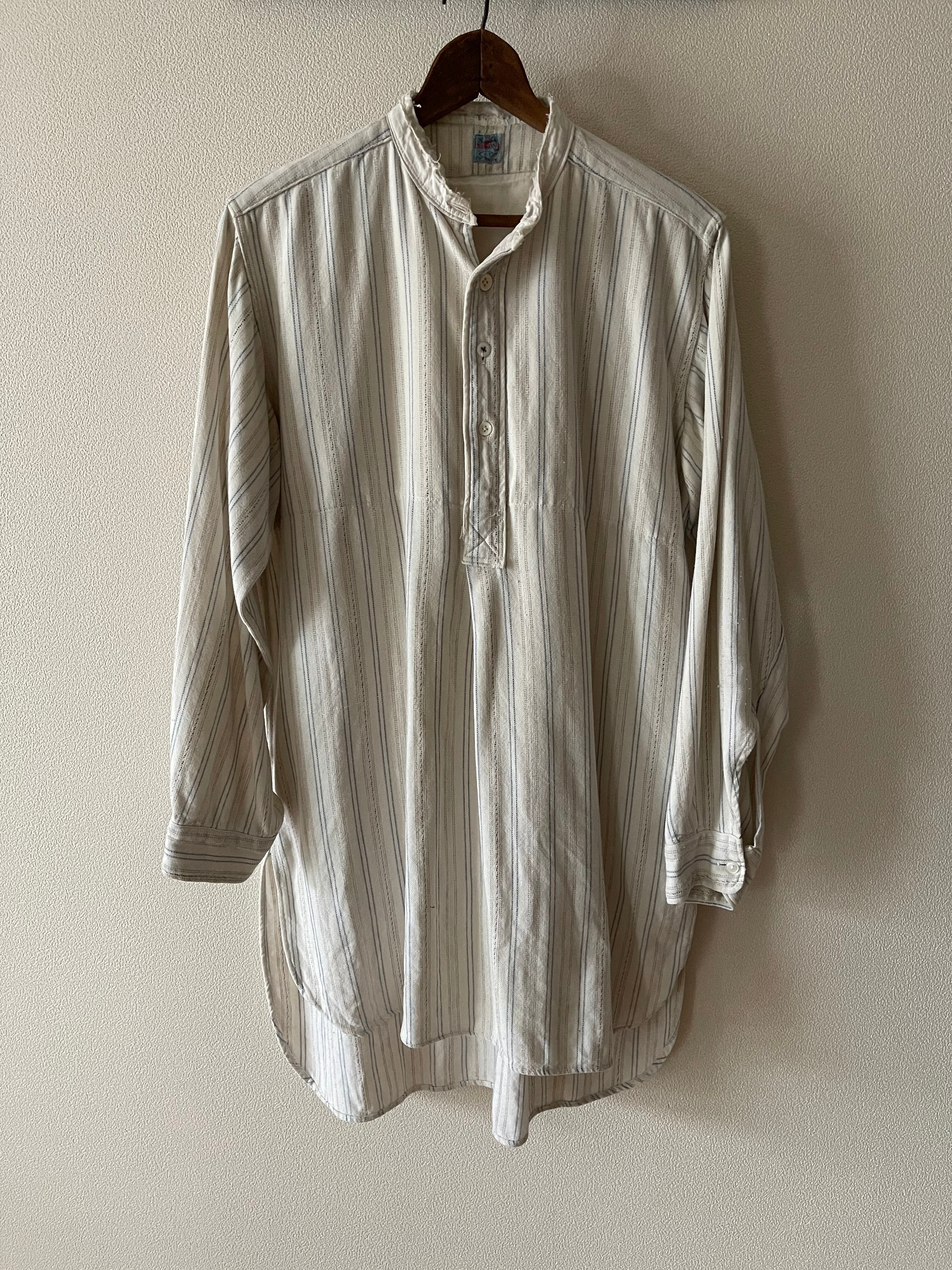 1940s French vintage cotton grandpa shirt