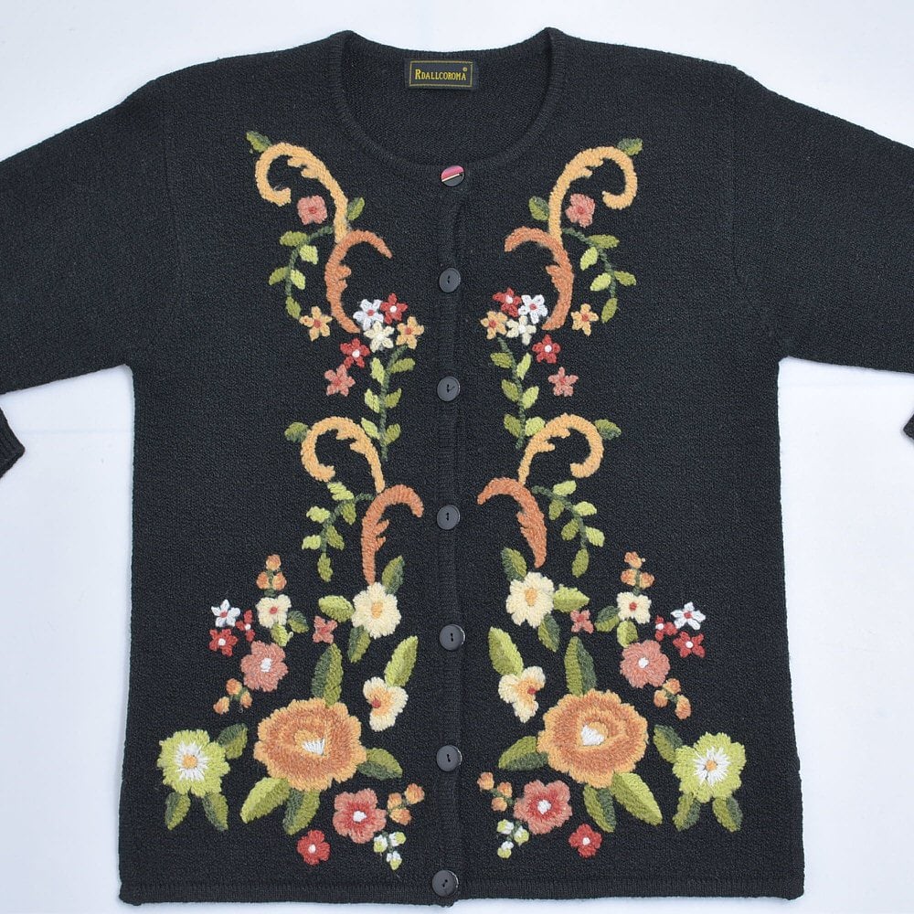 German Vtg 90s~ RDALLCOROMA フラワー 刺繍デザイン ニット German Vtg 90s~ RDALLCOROMA フラワー 刺繍デザイン ニット