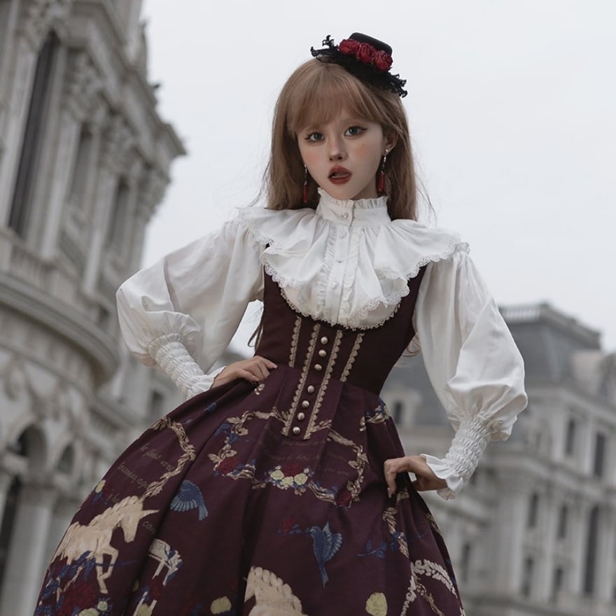 コロリン❁boudoir ブラウス vintage ゴスロリ通販 With U 出荷納期45日 クラロリ半袖 ブラウス ランタン