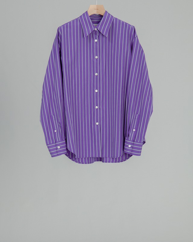 Silk Cotton Stripe Shirt - Purple