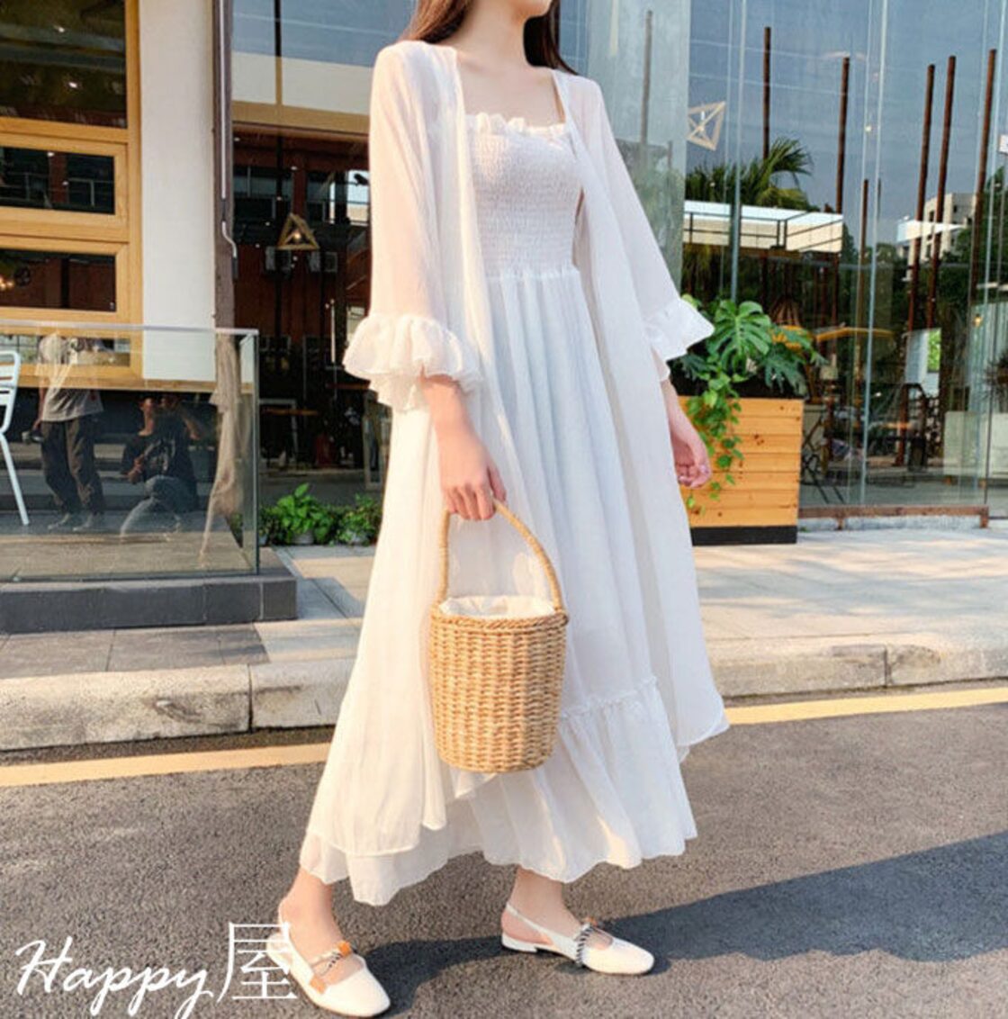シフォンカーディガン ロング カーディガン 夏 薄手 透け レディース 7 