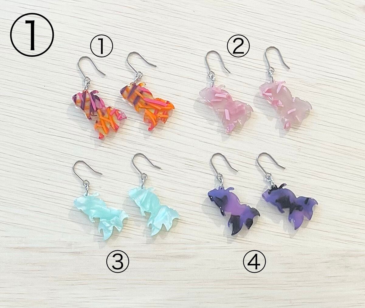 508】金魚のピアス／イヤリング／メタルパーツ