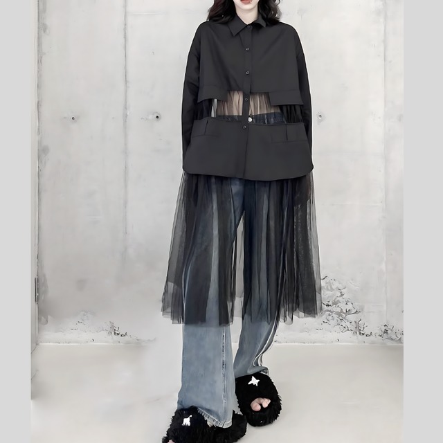 See-through long tunic C0151
