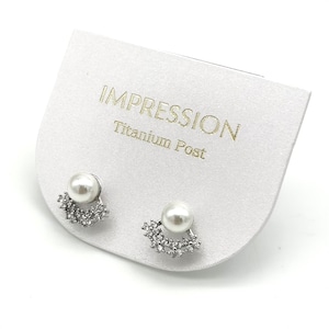 チタンポストピアス:フリルパール