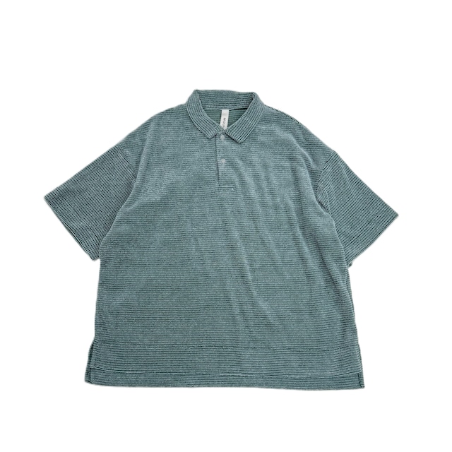 【 MOUN TEN. 26SS 】 pile border polo shirt / MT107-1947b / size 0 (150-160/Women) / forest x saxe 【 MOUN TEN. 26SS 】 pile border polo shirt / MT107-1947b / size 0 (150-160/Women) / forest x saxe