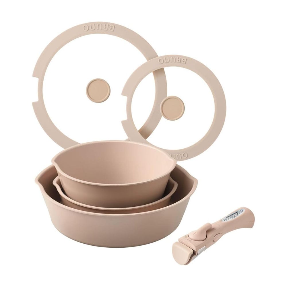 BRUNO ブルーノ フライパン 6点セット ピンクベージュ BHK304-R IH ガス オーブン対応 / キッチン 鍋