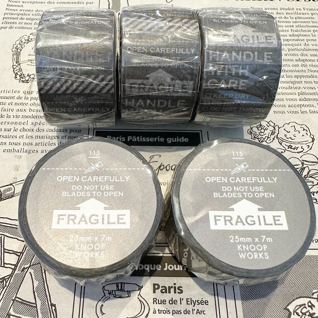 KNOOPWORKS　FRAGILE　グレー　25mmマステ　X01