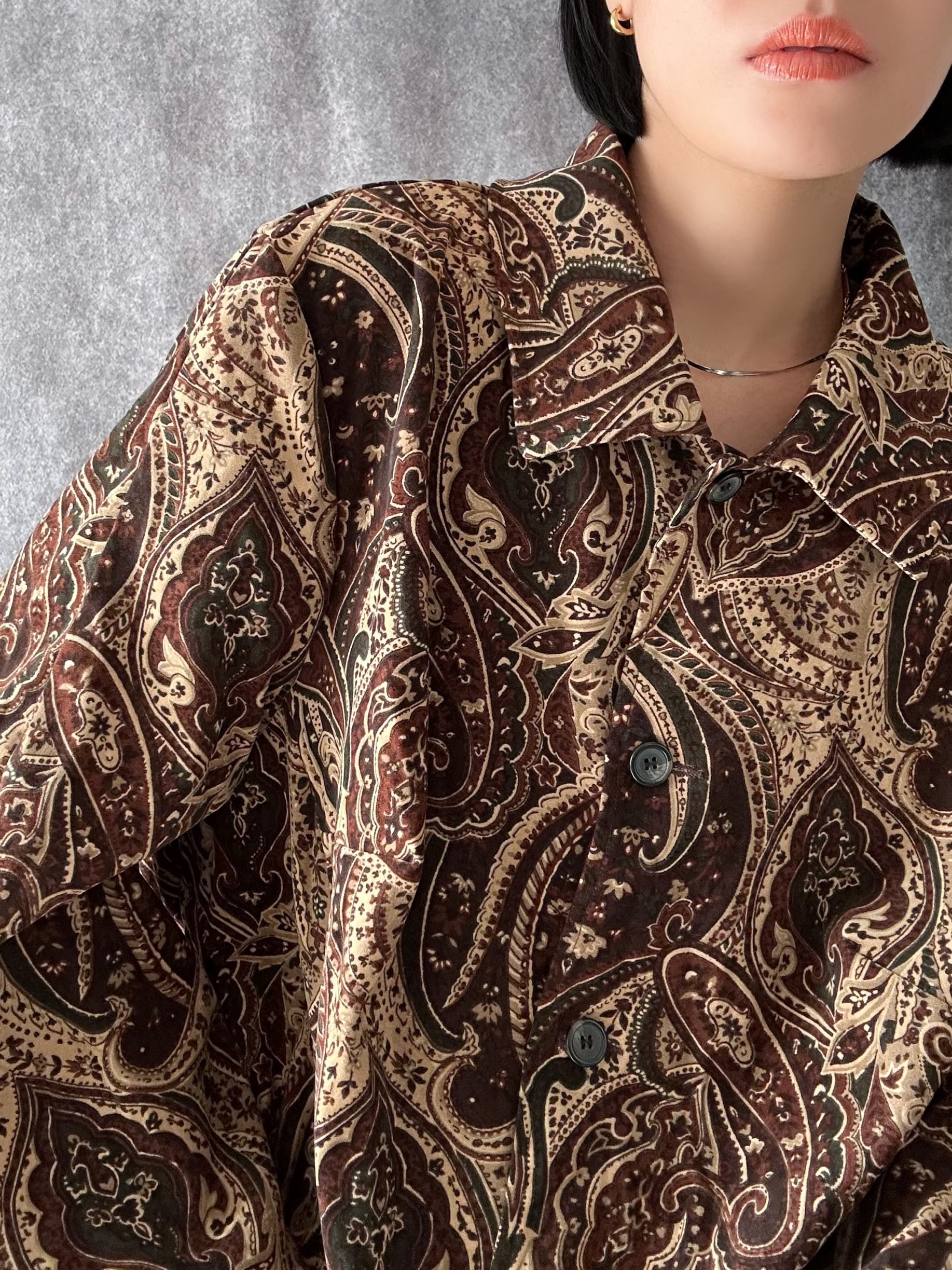 80s rétro paisley shirt 80年代 ペイズリー柄シャツ 総柄シャツ