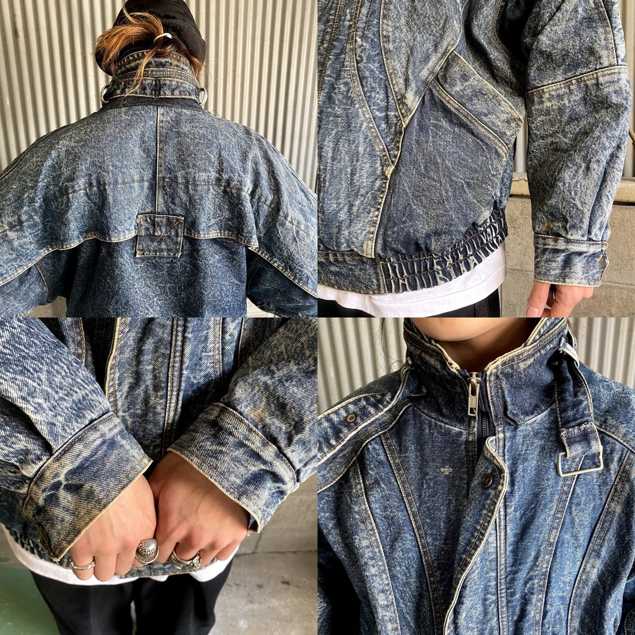 Whipper-In ケミカルウォッシュ 変形デザイン デニムジブルゾン メンズ 
