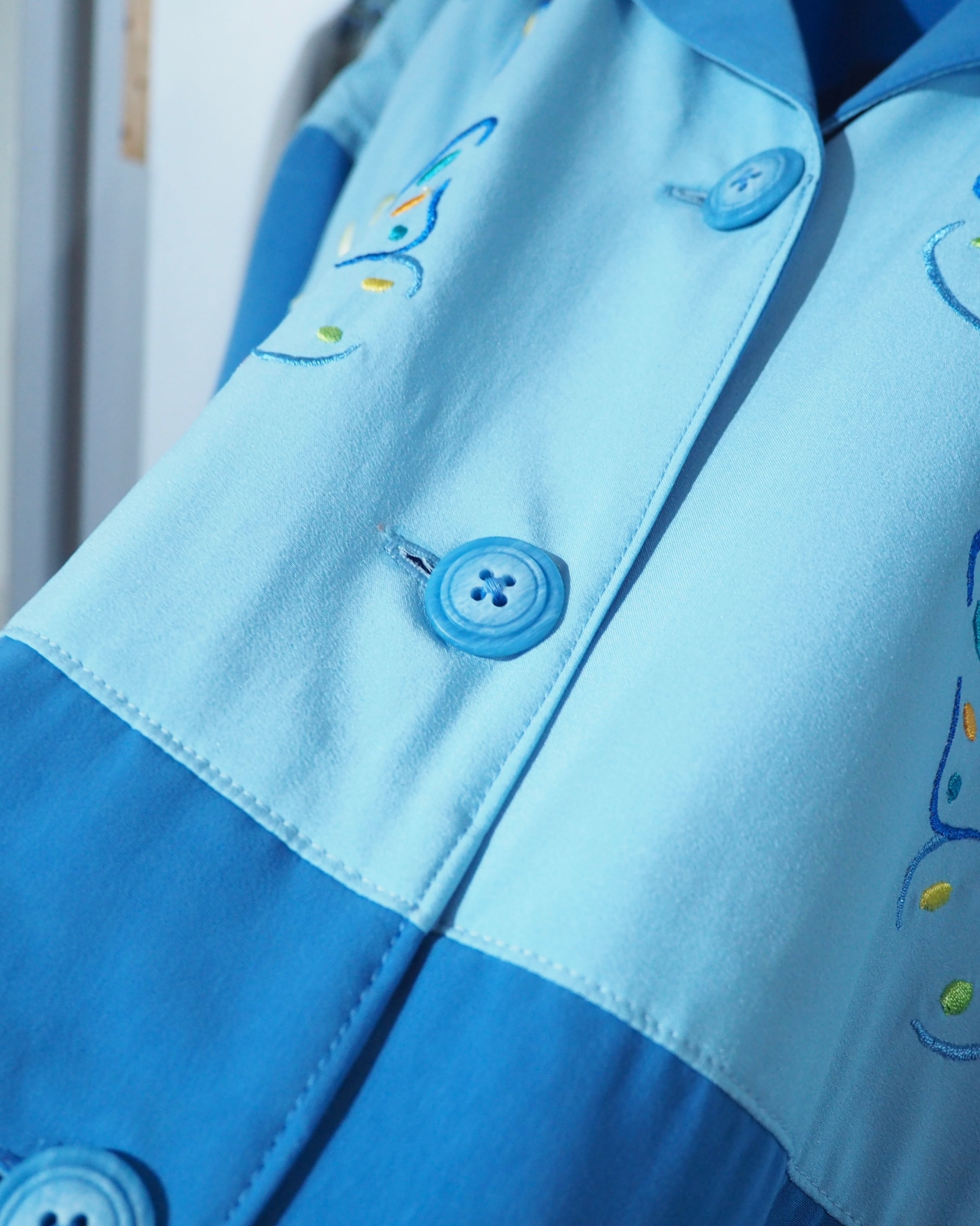 Beautiful Butterfly Embroidery vintage loose Open collar SS shirt